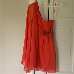 One shoulder coral Free People mini dress